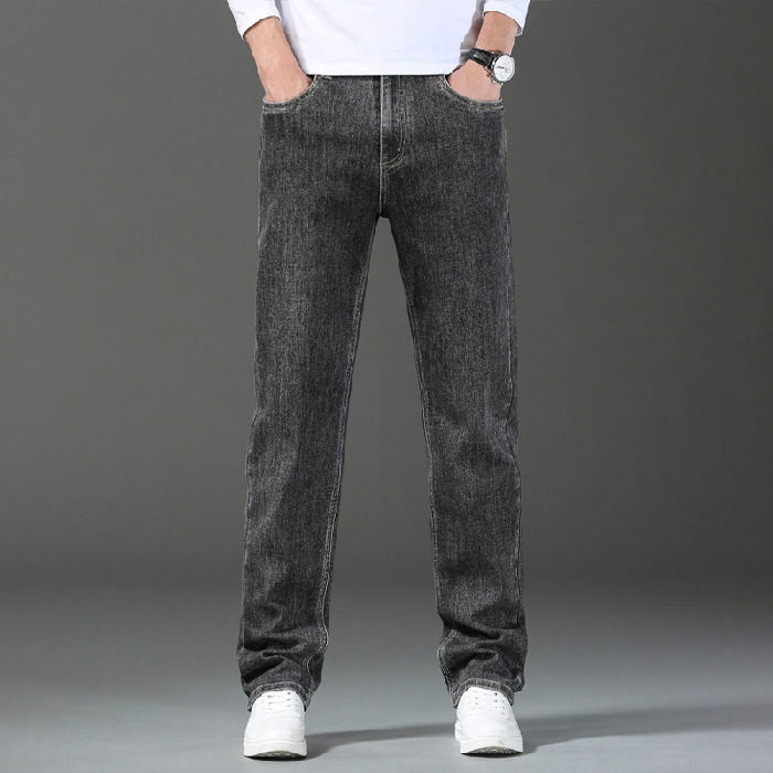 2025 Új Farmer Férfi Laza, Egyenes, Rugalmas, Széles Szájú Tavaszi és Nyári Férfi Világos Színű, Alkalmi Tavaszi Hosszú Nadrág