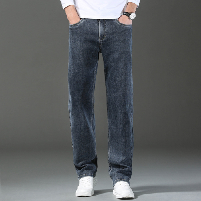 2025 Új Farmer Férfi Laza, Egyenes, Rugalmas, Széles Szájú Tavaszi és Nyári Férfi Világos Színű, Alkalmi Tavaszi Hosszú Nadrág