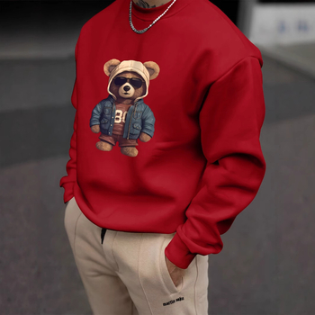 Суитшърт с кръгло деколте на едро, нов зимен мъжки суитшърт, мода 2025