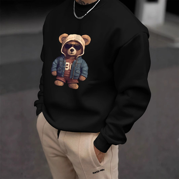 Суитшърт с кръгло деколте на едро, нов зимен мъжки суитшърт, мода 2025