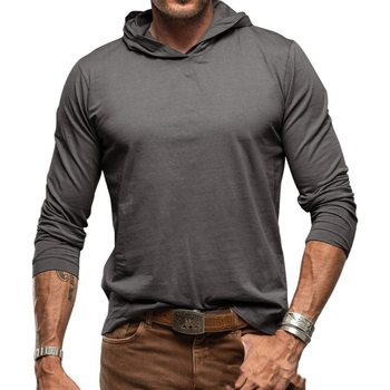 Bărbați europeni și americani toamna și iarna culoare pură bărbați tricou cu mânecă lungă cu glugă cămașă de jos top în aer liber