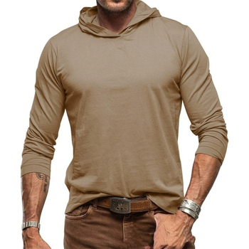Ευρωπαϊκό και Αμερικανικό Ανδρικό Φθινόπωρο και Χειμώνας Pure Color Ανδρικό Μακρυμάνικο T-shirt με Κουκούλα και Σλιπ, Μπλούζα για Υπαίθριες Δραστηριότητες
