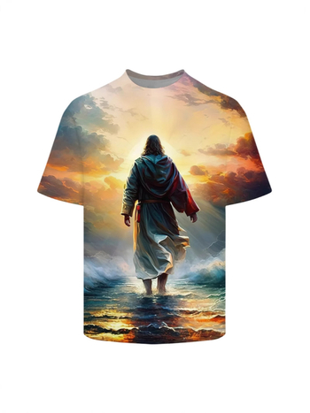 2025-ös új, 3D nyomtatott, laza, plus size férfi kerek nyakú, rövid ujjú póló