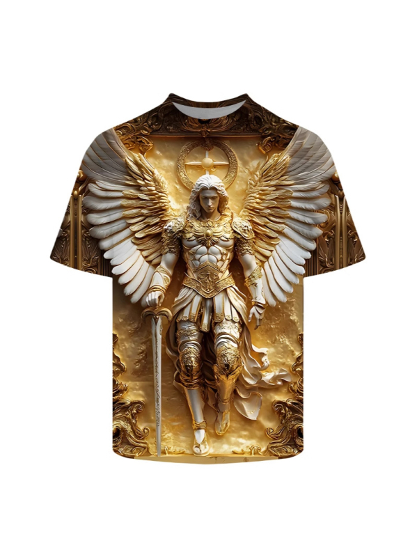 2025-ös új, 3D nyomtatott, laza, plus size férfi kerek nyakú, rövid ujjú póló