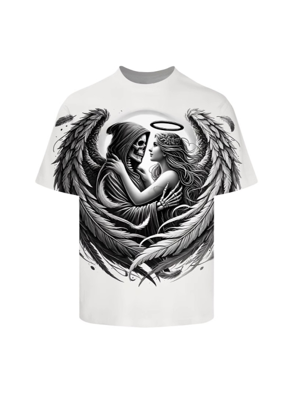 2025-ös új, 3D nyomtatott, laza, plus size férfi kerek nyakú, rövid ujjú póló