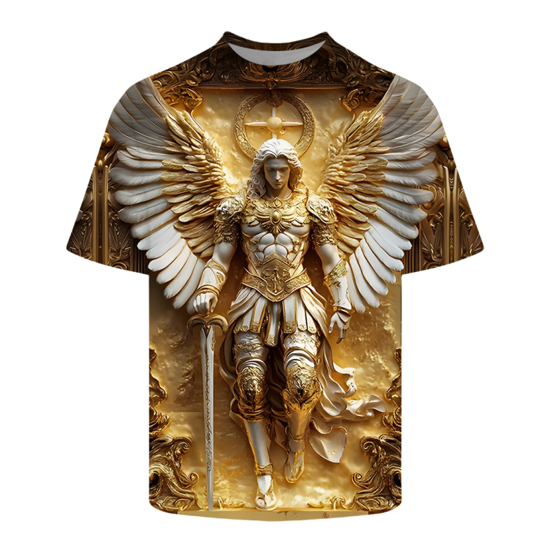 2025-ös új, 3D nyomtatott, laza, plus size férfi kerek nyakú, rövid ujjú póló