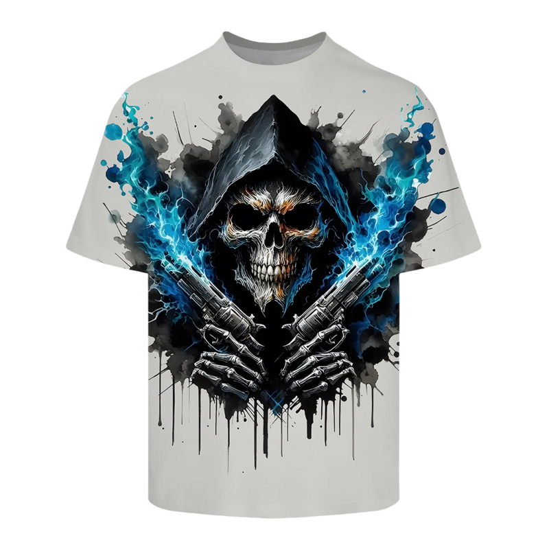 2025-ös új, 3D nyomtatott, laza, plus size férfi kerek nyakú, rövid ujjú póló