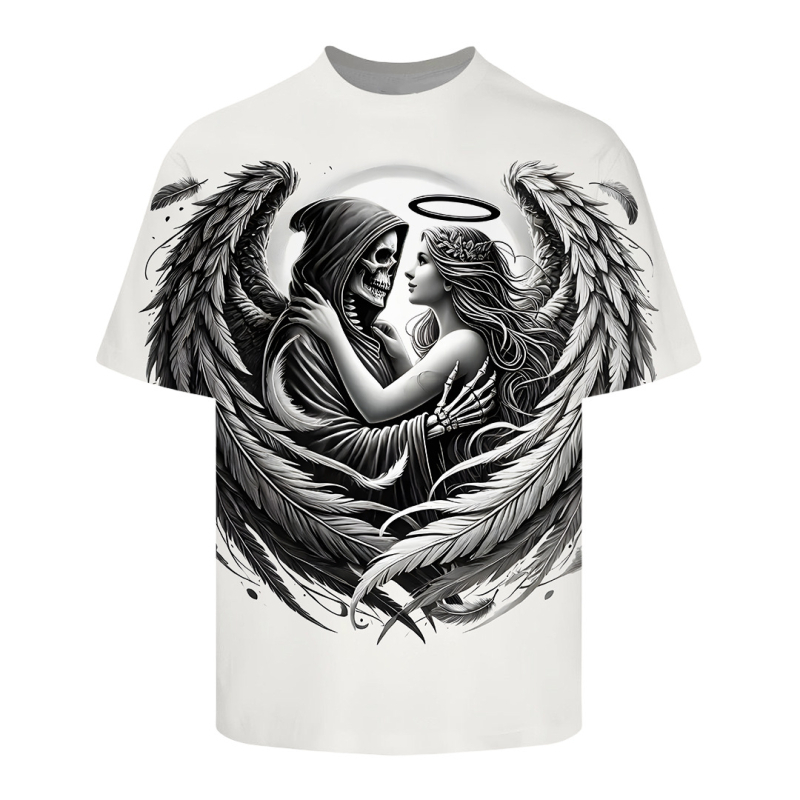 2025-ös új, 3D nyomtatott, laza, plus size férfi kerek nyakú, rövid ujjú póló