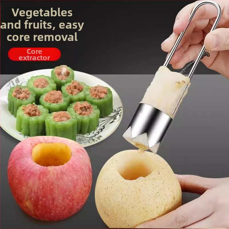 Instrument rotund pentru scobitor de mere, ardei verde, Sydney, scobitor de legume și fructe, artefact din oțel inoxidabil, scobitor de pere, bucătărie