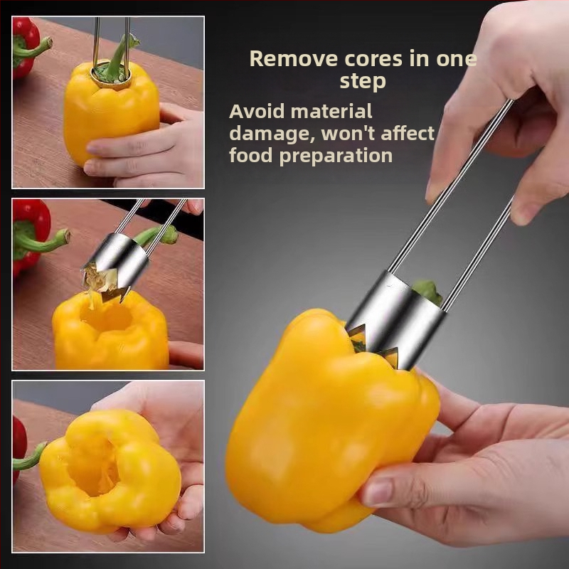 Instrument rotund pentru scobitor de mere, ardei verde, Sydney, scobitor de legume și fructe, artefact din oțel inoxidabil, scobitor de pere, bucătărie