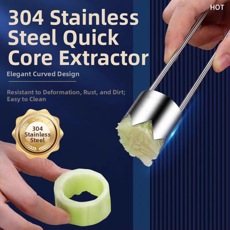 Instrument rotund pentru scobitor de mere, ardei verde, Sydney, scobitor de legume și fructe, artefact din oțel inoxidabil, scobitor de pere, bucătărie