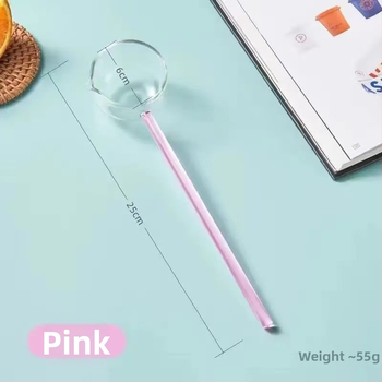 Aukšto borosilikatinio stiklo šaukštas, atsparus aukštai temperatūrai, ilga rankena, spalvota rankena, karšto aliejaus purslų šaukštas sriubos šaukštui, specialiam prieskonių skonio šaukštui