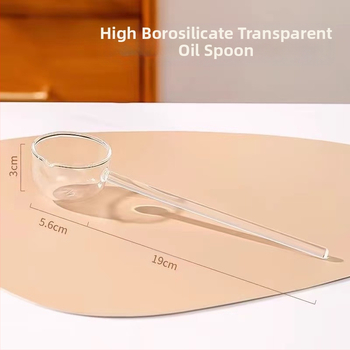 Aukšto borosilikatinio stiklo šaukštas, atsparus aukštai temperatūrai, ilga rankena, spalvota rankena, karšto aliejaus purslų šaukštas sriubos šaukštui, specialiam prieskonių skonio šaukštui