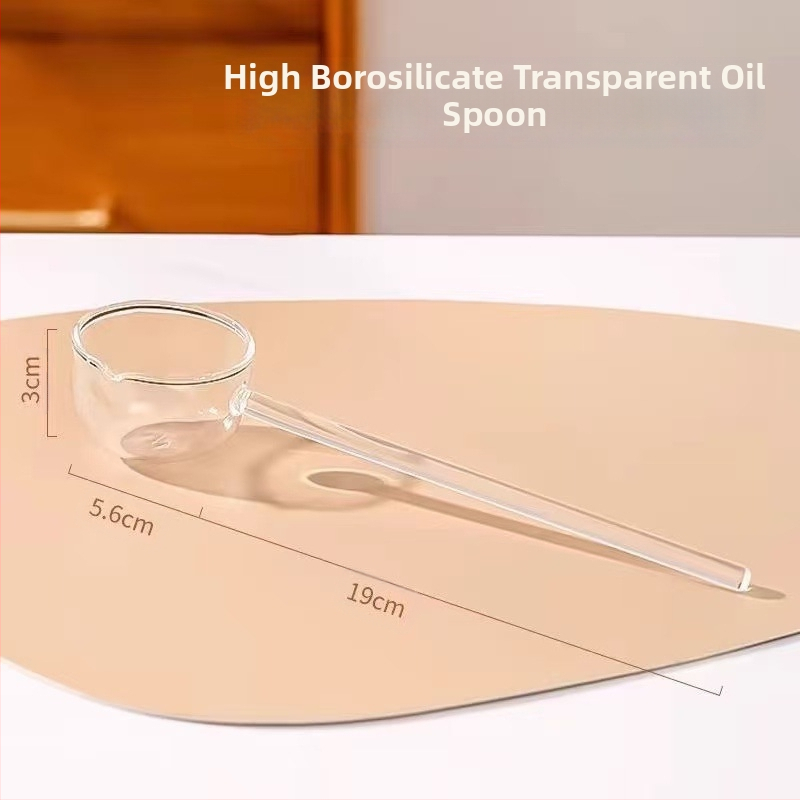 Aukšto borosilikatinio stiklo šaukštas, atsparus aukštai temperatūrai, ilga rankena, spalvota rankena, karšto aliejaus purslų šaukštas sriubos šaukštui, specialiam prieskonių skonio šaukštui