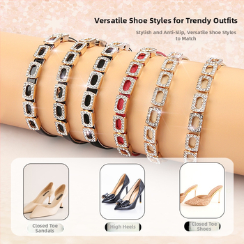 Moteriški plokščiakulniai batų raišteliai su deimantine sagtimi, aukštakulniai, neslystantys, dideli, maži, fiksuoti batų raišteliai be montavimo