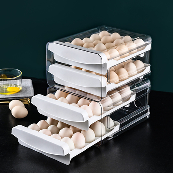 40 rácsos fiókos, kétrétegű hűtőszekrényben tárolható friss tojástároló doboz 32 rácsos háztartási konyhai rendszerező műtárgy átlátszó tojástartó