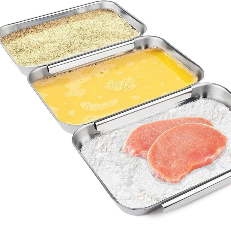 Korėjietiško stiliaus nerūdijančio plieno plokščiadugnė kepimo lėkštė, kepsninės lėkštė, tiramisu patiekalų laikymo lėkštė, kepsninės lėkštė