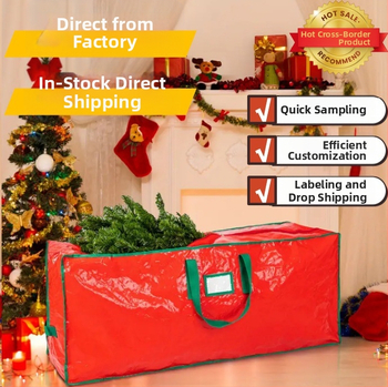 Prekogranična Amazon božićna torba za pohranu drvca 7,5/9 stopa crvena pe tkanina velikog kapaciteta za pakiranje prtljage za selidbu