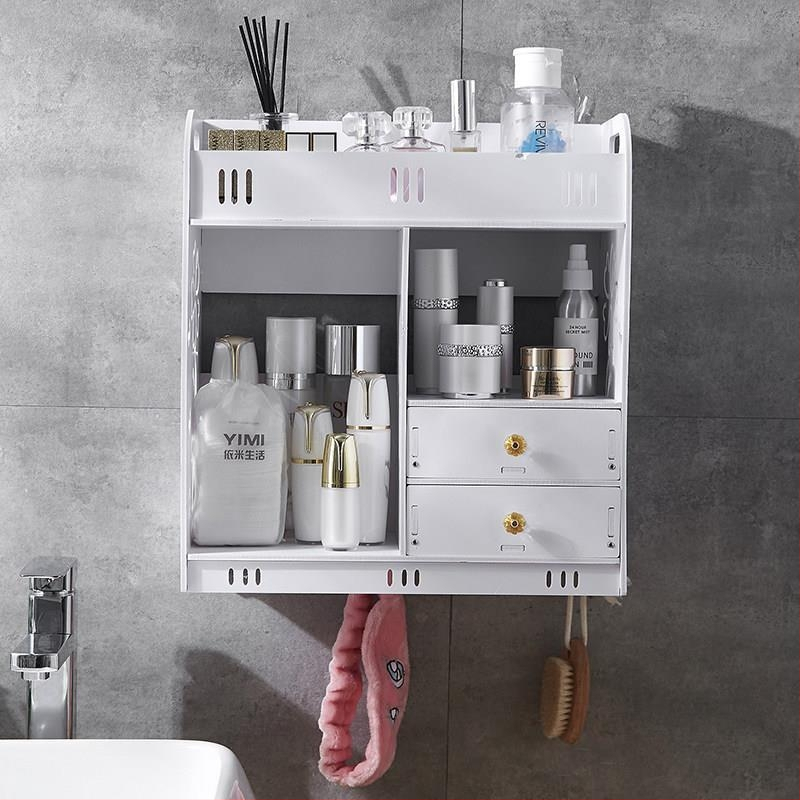 Fürdőszobába falra szerelhető, ütésmentes bőrápolási tárolóállvány, fürdőszobai fiókos, többrétegű tároló, nagy kapacitású tárolóállvány