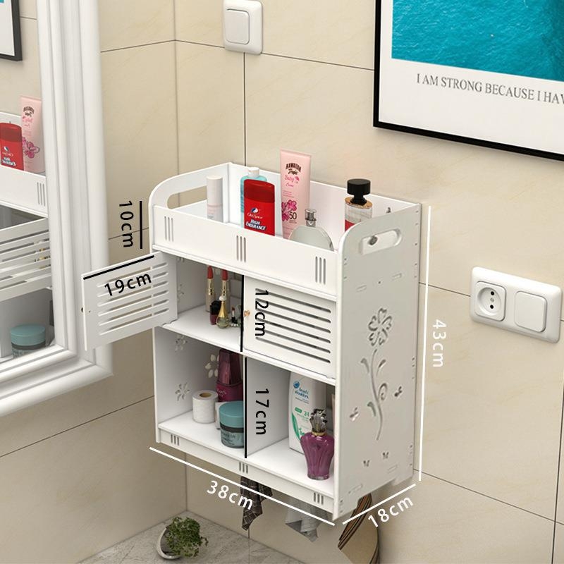 Fürdőszobába falra szerelhető, ütésmentes bőrápolási tárolóállvány, fürdőszobai fiókos, többrétegű tároló, nagy kapacitású tárolóállvány