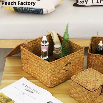 Χειροποίητο υφαντό καλάθι αποθήκευσης με καπάκι για γαμήλια τελετή από μπαμπού, υφαντό κουτί αποθήκευσης από μπαμπού, επιτραπέζιο κουτί αποθήκευσης ανθεκτικό στη σκόνη