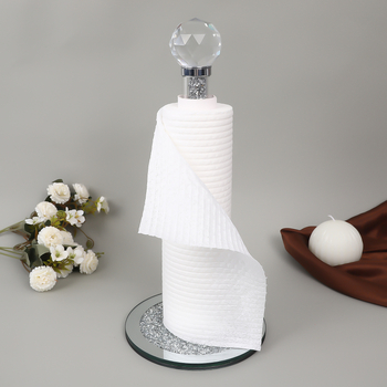 Tiesioginio gamyklinio tiekimo kūrybinis popierinių rankšluosčių laikiklis, krištolo permatomo stiklo laikymo stovas, vertikalus popierinių ritinėlių laikiklis, restoranas