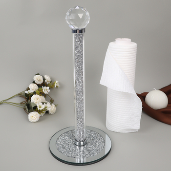 Tiesioginio gamyklinio tiekimo kūrybinis popierinių rankšluosčių laikiklis, krištolo permatomo stiklo laikymo stovas, vertikalus popierinių ritinėlių laikiklis, restoranas