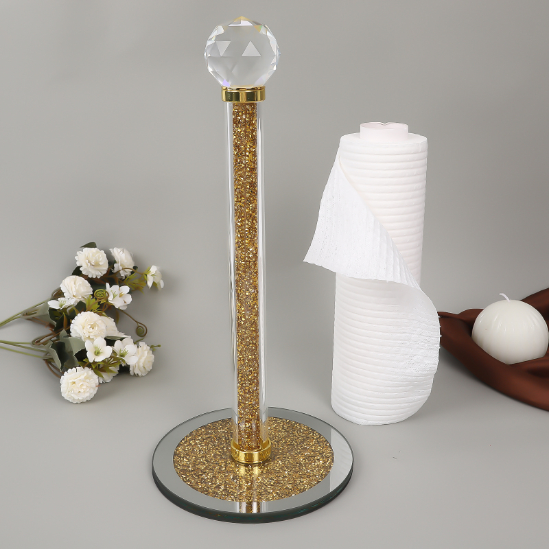 Tiesioginio gamyklinio tiekimo kūrybinis popierinių rankšluosčių laikiklis, krištolo permatomo stiklo laikymo stovas, vertikalus popierinių ritinėlių laikiklis, restoranas