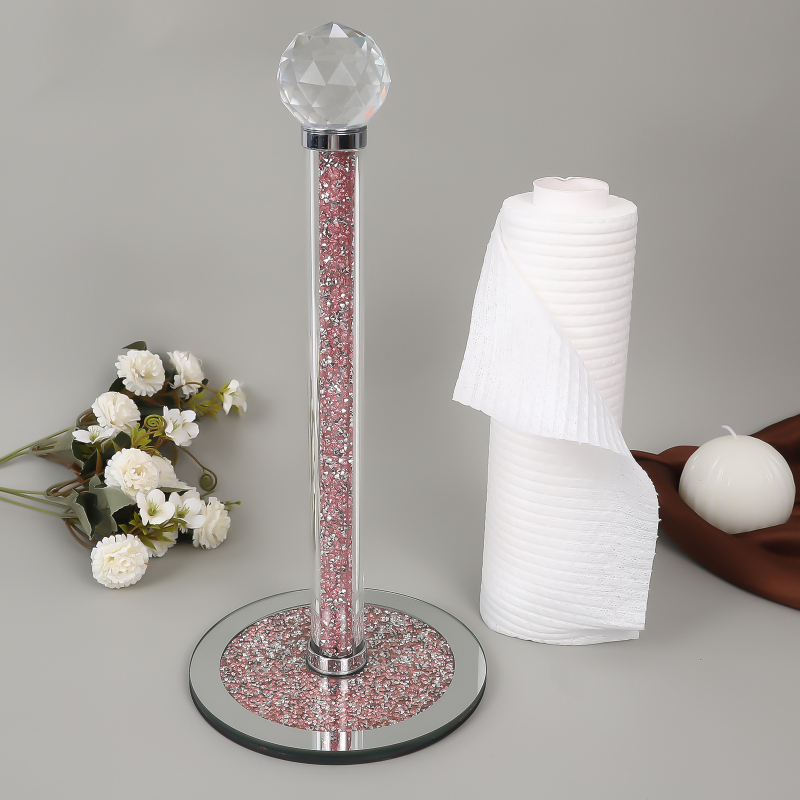Tiesioginio gamyklinio tiekimo kūrybinis popierinių rankšluosčių laikiklis, krištolo permatomo stiklo laikymo stovas, vertikalus popierinių ritinėlių laikiklis, restoranas