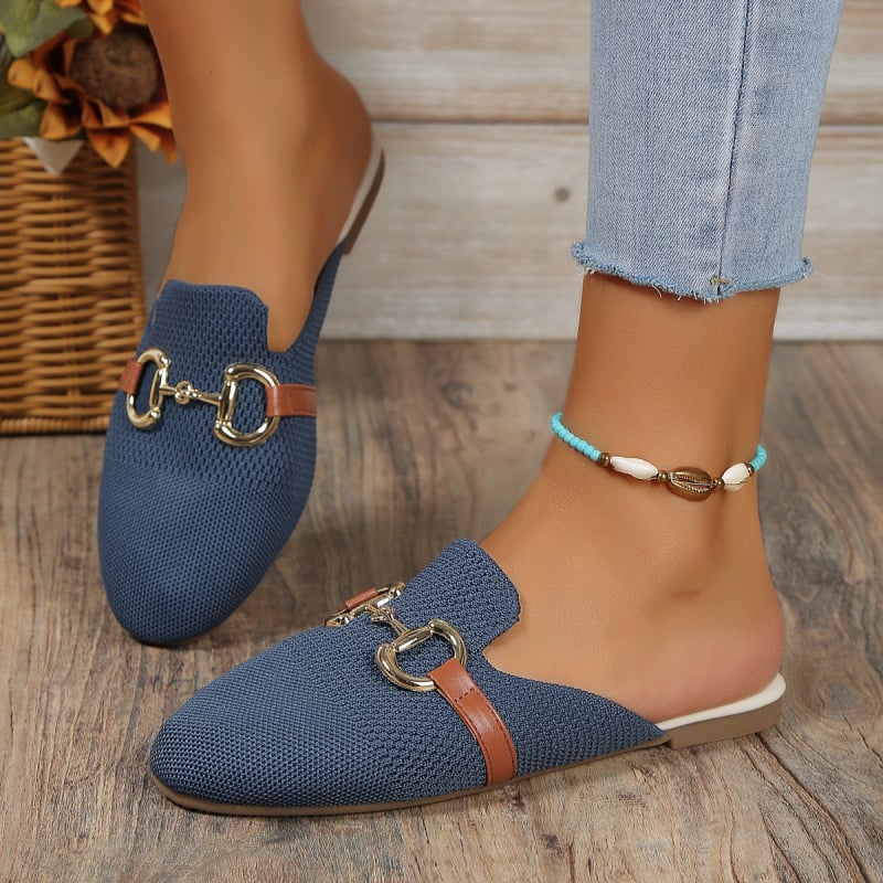 Papuci de damă cu talpă plată, cu talpă plată, de dimensiuni mari, cu cap rotund, de culoare solidă, la modă, cu Amazon transfrontalier, la modă, noi