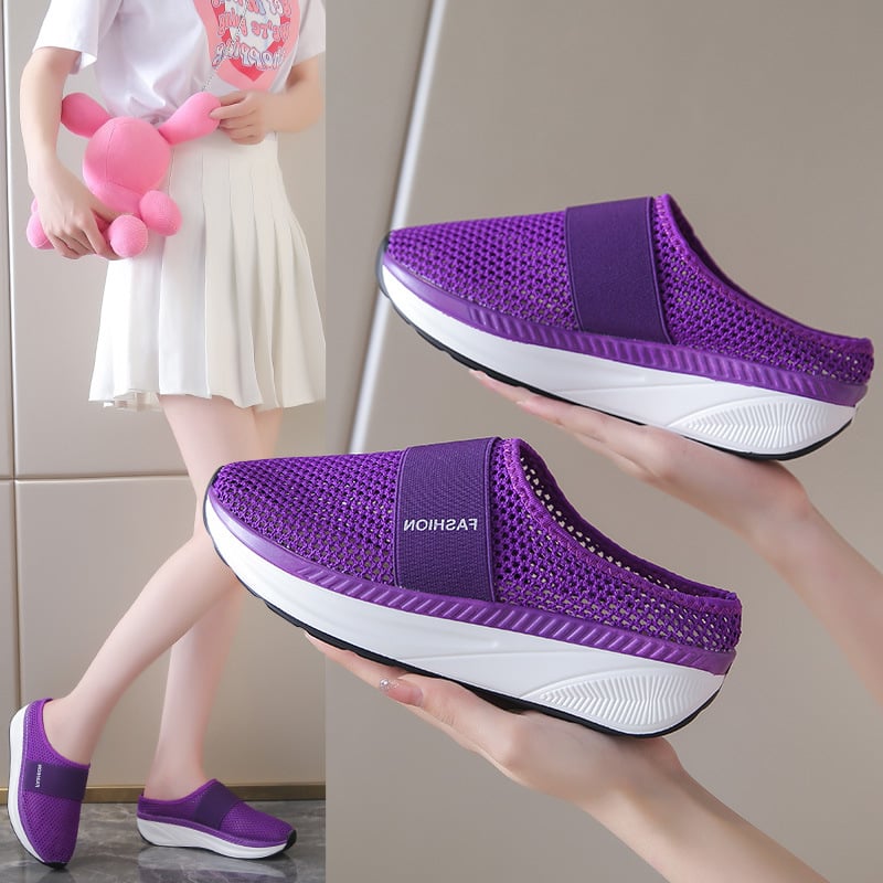 Piiriülene väliskaubandus Suured suurused 2022. aasta suvine uus mood vabaaja võrkkangast riidest Baotou keskmise kontsaga naiste kiikplatvormsandaalid