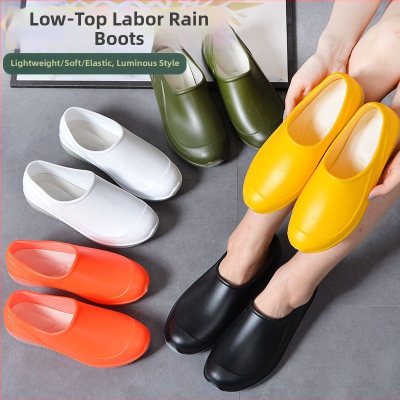 Narancssárga, alacsony szárú esőcipő, férfi és női, csúszásmentes, lapos, élelmiszeripari, fehér, csúszásmentes gumicipő, sekély szájú, kopásálló gumicipő, férfi nagykereskedelem