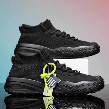 Tiktok Kuaishou Xiaohongshu Dropshipping Παπούτσια για ζευγάρια με πλεκτό ύφασμα, κάλτσες, απλά, χαμηλά, με χοντρή σόλα, ευέλικτα, αναπνεύσιμα ανδρικά παπούτσια