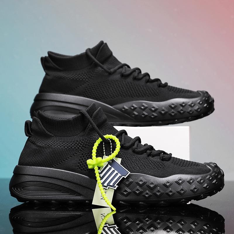 Tiktok Kuaishou Xiaohongshu Dropshipping Páros Kötött Cipők Zokni Cipők Egyszerű Alacsony Szárú Vastag Talpú Sokoldalú Lélegző Férfi Cipők