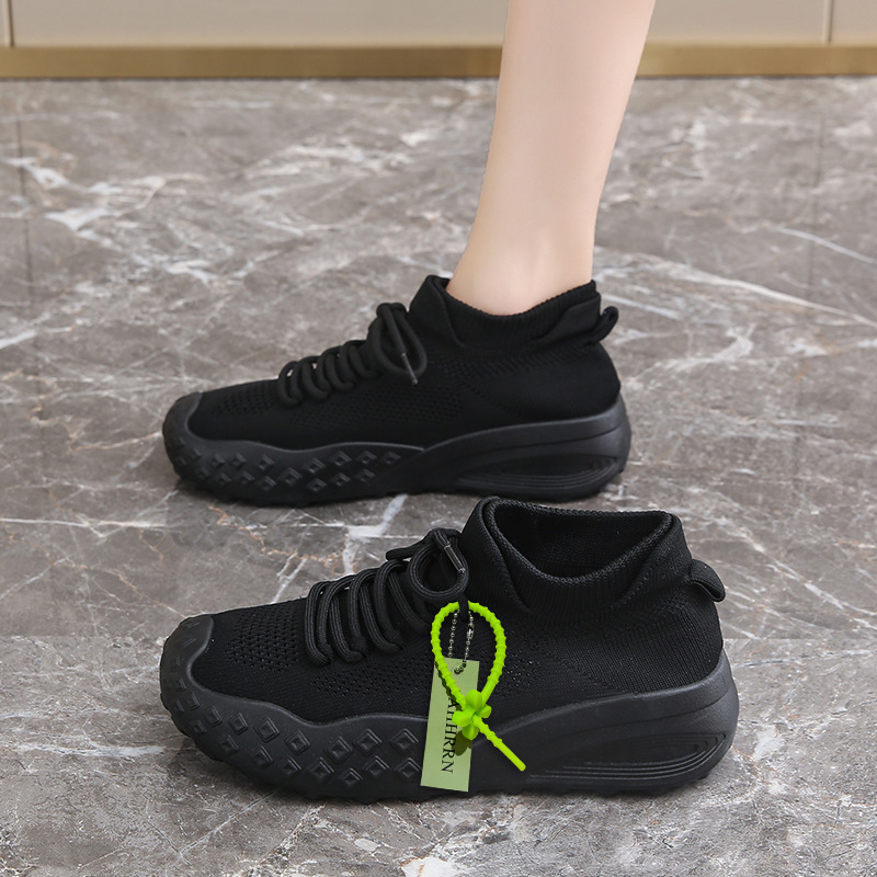 Tiktok Kuaishou Xiaohongshu Dropshipping Páros Kötött Cipők Zokni Cipők Egyszerű Alacsony Szárú Vastag Talpú Sokoldalú Lélegző Férfi Cipők