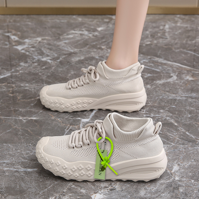 Tiktok Kuaishou Xiaohongshu Dropshipping Páros Kötött Cipők Zokni Cipők Egyszerű Alacsony Szárú Vastag Talpú Sokoldalú Lélegző Férfi Cipők