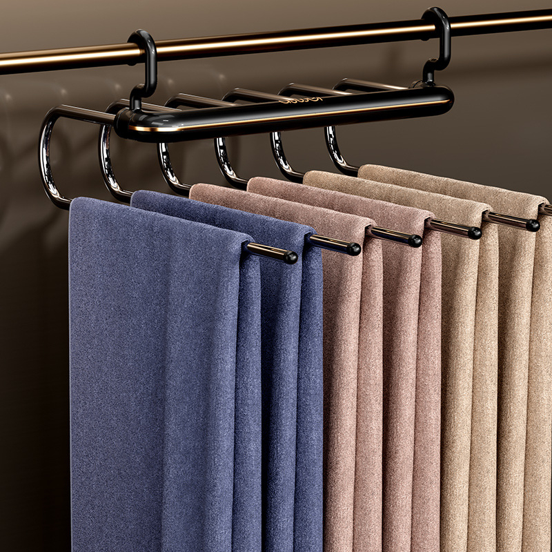 Sulankstomos kelnių lentynos daugiafunkcinė kelnių pakaba daugiasluoksnė besiūlė buitinė magiška kelnių segtukas drabužių spintos laikymo organizatorius kelnių pakaba