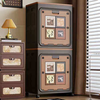 Κουτί αποθήκευσης παιχνιδιών με διπλή πόρτα και ανοιγόμενο καπάκι με ρόδες, πτυσσόμενο ντουλάπι αποθήκευσης ρούχων και παπλωμάτων, κουτί αποθήκευσης μεγάλης χωρητικότητας για οικιακή χρήση