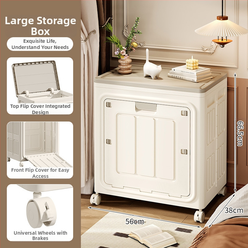 Kétajtós, felhajtható tetejű, kerekes játéktároló doboz, összecsukható ruha- és paplantároló szekrény, nagy kapacitású háztartási tárolódoboz