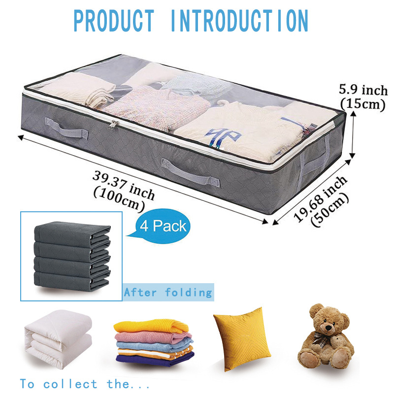 Ágy alatti tárolódoboz, összecsukható ruhatároló táska, otthoni ruhásszekrény, porálló, nem szőtt anyagból készült, nagy kapacitású rendszerezés