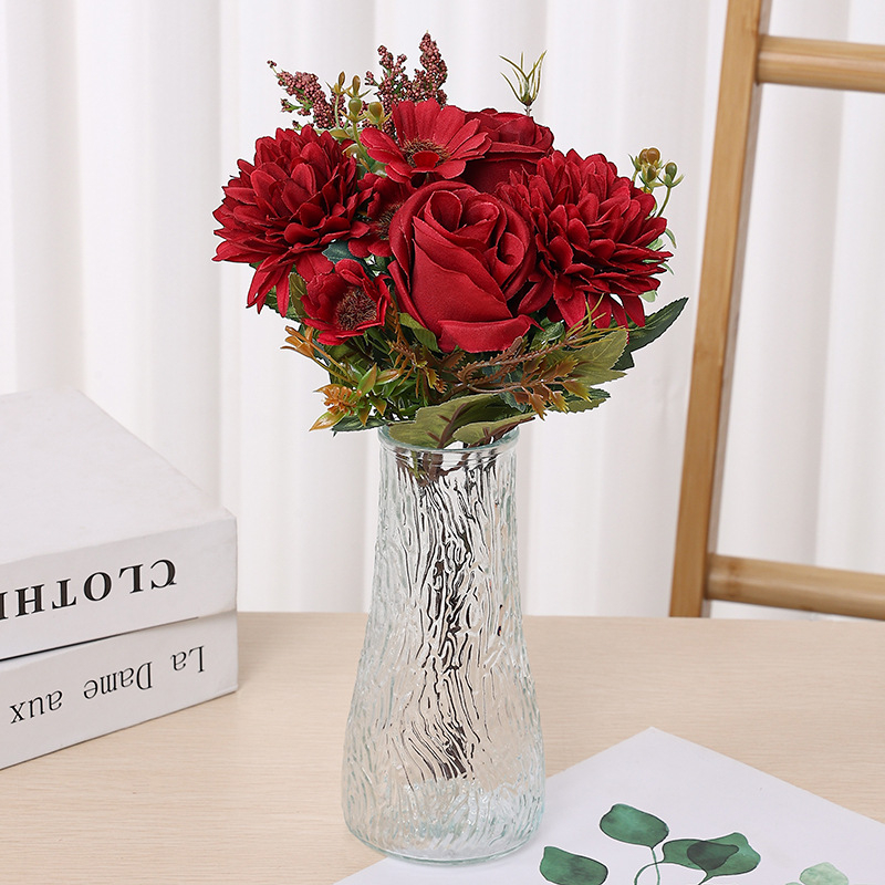 Európai romantikus kézben tartott rózsa műrózsa csokor művirág esküvő menyasszony kézben tartott virág nappali dekorációval