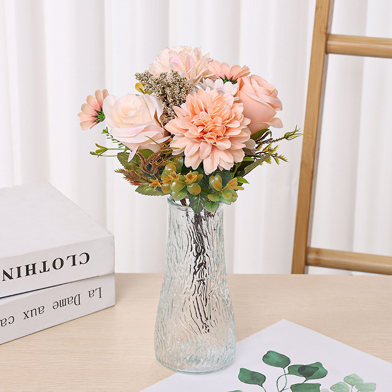 Európai romantikus kézben tartott rózsa műrózsa csokor művirág esküvő menyasszony kézben tartott virág nappali dekorációval