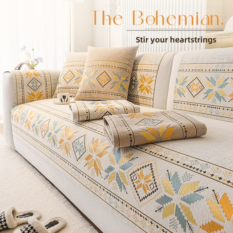 Bohém zsenília kanapépárna minden évszakra univerzális 2025 új, csúcskategóriás, csúszásmentes párnahuzat szövettel