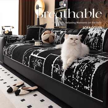 Френски стил, лек луксозен есенно-зимен диван от шенил, неплъзгащ се, устойчив на мръсотия и драскотини от котки, висококачествен одеяло за диван с поларена подплата