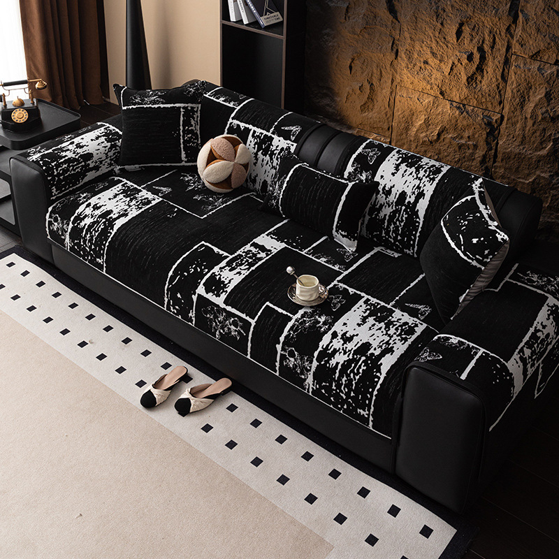 Francia stílusú, könnyű, luxus őszi és téli zsenília kanapépárna, csúszásmentes, szennyeződés-álló, macskakarcolásálló, magas szintű kanapétakaró, gyapjúbéléssel