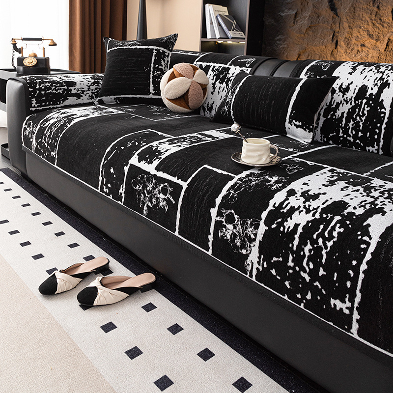 Francia stílusú, könnyű, luxus őszi és téli zsenília kanapépárna, csúszásmentes, szennyeződés-álló, macskakarcolásálló, magas szintű kanapétakaró, gyapjúbéléssel