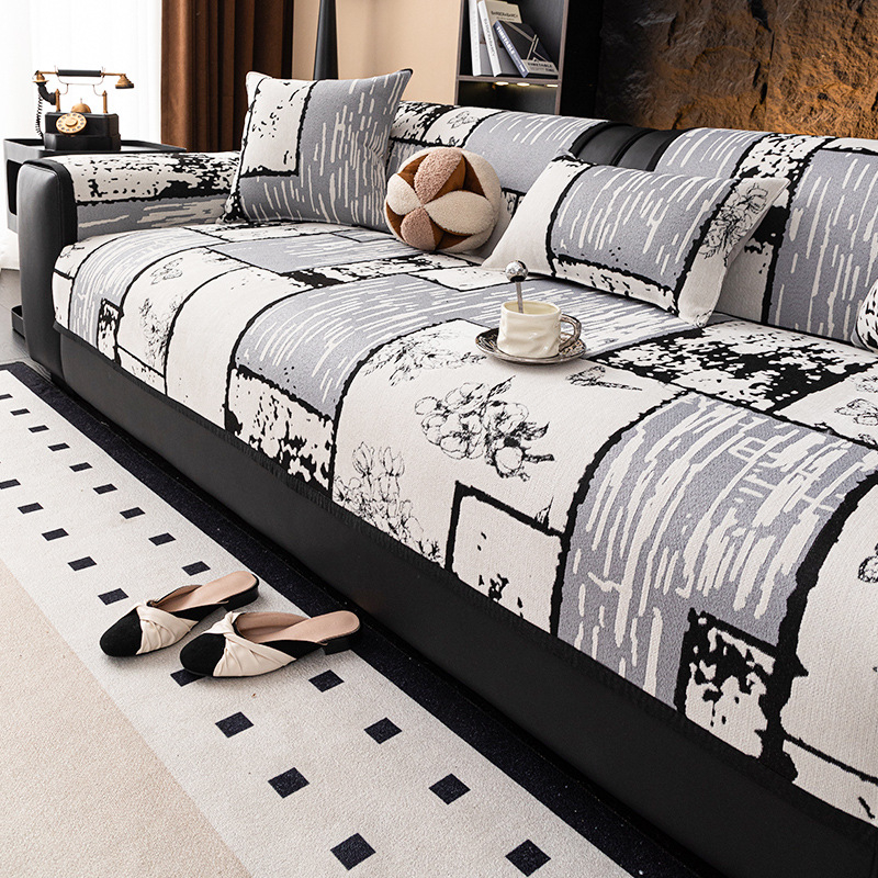 Francia stílusú, könnyű, luxus őszi és téli zsenília kanapépárna, csúszásmentes, szennyeződés-álló, macskakarcolásálló, magas szintű kanapétakaró, gyapjúbéléssel