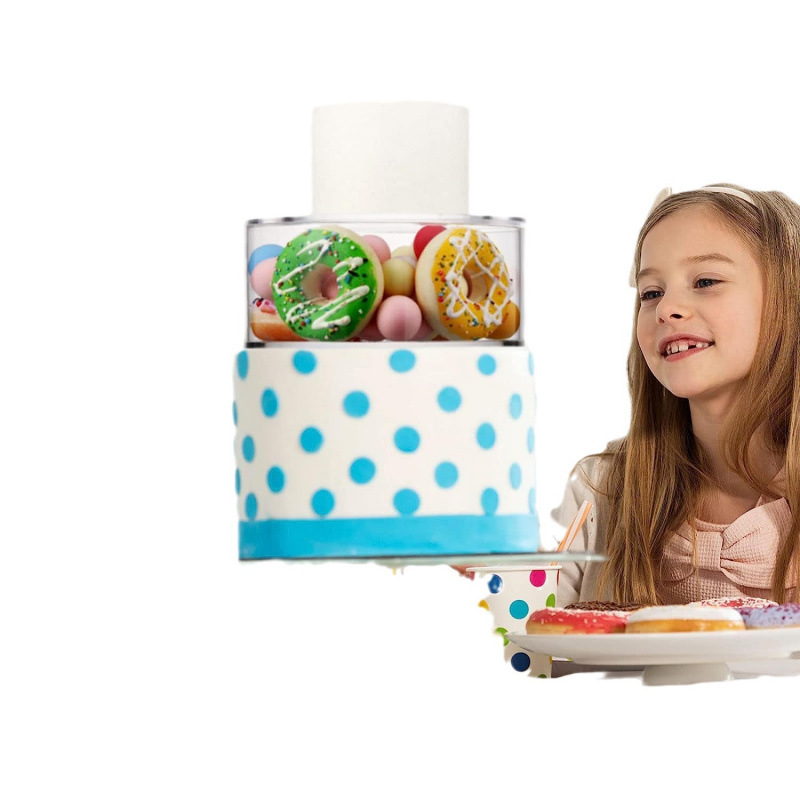 2 darabos modern, átlátszó, kerek, akril, újratölthető tortatartó készlet esküvői, születésnapi parti desszertkiállításhoz