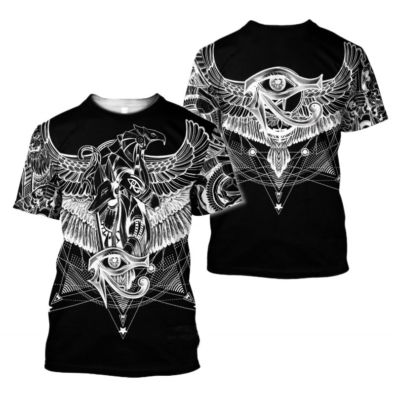 Tricouri transfrontaliere europene și americane pentru comerț exterior, imprimare digitală 3D pentru bărbați, guler rotund, mânecă scurtă, producători en-gros 3D