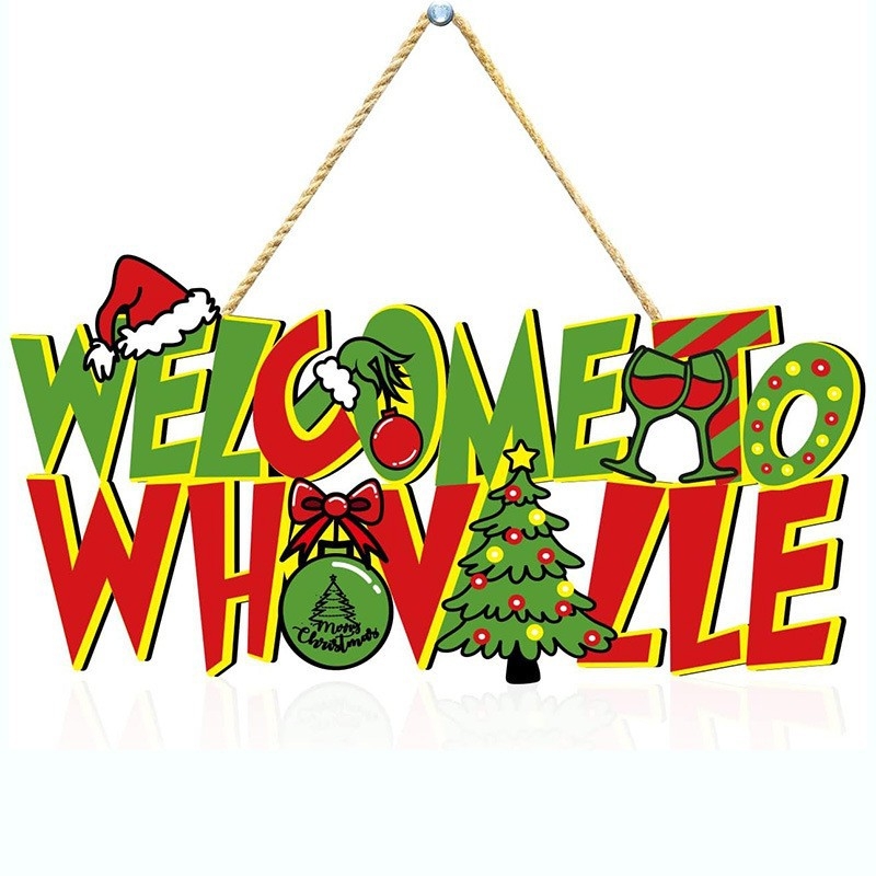 Διασυνοριακές πωλήσεις στο Amazon με ξύλινες καταχωρίσεις Χριστουγεννιάτικων δέντρων, διακοσμητικά για εξώπορτα, είδη διακόσμησης πάρτι Grinch